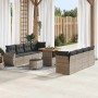 Conjunto de sofá de jardín 11 pcs Gris ratán sintético