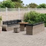 Conjunto de sofá de jardín 11 pcs Gris ratán sintético
