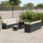 Conjunto de sofá de jardín 11 pcs Negro ratán sintético