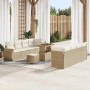Conjunto de sofá de jardín 11 pcs Beige ratán sintético
