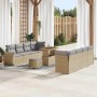 Conjunto de sofá de jardín 11 pcs Beige ratán sintético