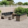 Conjunto de sofá de jardín 11 pcs Gris ratán sintético