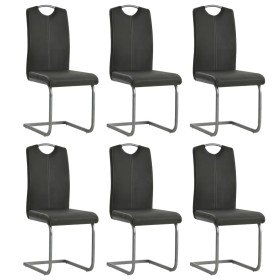 Sillas de comedor voladizas 6 unidades cuero sintético gris Sillas de comedor voladizas 6 unidades cuero sintético gris
