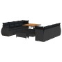 Conjunto de sofá de jardín 11 pcs Negro ratán sintético