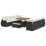 Conjunto de sofá de jardín 11 pcs Negro ratán sintético