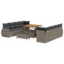 Conjunto de sofá de jardín 11 pcs Gris ratán sintético