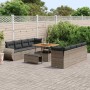 Conjunto de sofá de jardín 11 pcs Gris ratán sintético