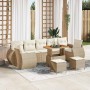 Conjunto de sofá de jardín 10 pcs Beige ratán sintético