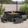 Conjunto de sofá de jardín 8 pcs Negro ratán sintético