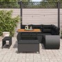 Conjunto de sofá de jardín 8 pcs Negro ratán sintético