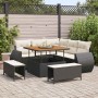 Conjunto de sofá de jardín 8 pcs Negro ratán sintético