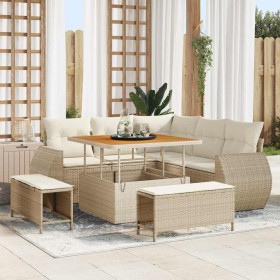 Conjunto de sofá de jardín 8 pcs Beige ratán sintético