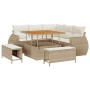 Conjunto de sofá de jardín 8 pcs Beige ratán sintético