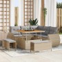 Conjunto de sofá de jardín 8 pcs Beige ratán sintético