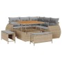 Conjunto de sofá de jardín 8 pcs Beige ratán sintético