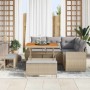 Conjunto de sofá de jardín 8 pcs Beige ratán sintético