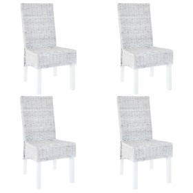 Sillas de comedor 4 uds ratán Kubu y madera mango blanco