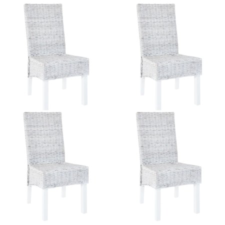 Sillas de comedor 4 uds ratán Kubu y madera mango blanco