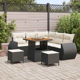 Conjunto de sofá de jardín 8 pcs Negro ratán sintético