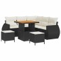 Conjunto de sofá de jardín 8 pcs Negro ratán sintético