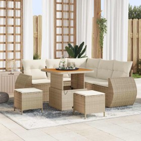 Conjunto de sofá de jardín 8 pcs Beige ratán sintético