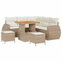Conjunto de sofá de jardín 8 pcs Beige ratán sintético