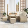 Conjunto de sofá de jardín 8 pcs Beige ratán sintético