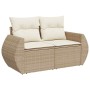 Conjunto de sofá de jardín 8 pcs Beige ratán sintético