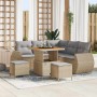 Conjunto de sofá de jardín 8 pcs Beige ratán sintético