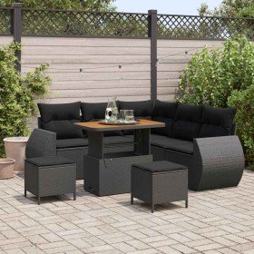 Conjunto de sofá de jardín 8 pcs Negro ratán sintético