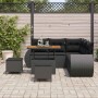 Conjunto de sofá de jardín 8 pcs Negro ratán sintético