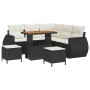 Conjunto de sofá de jardín 8 pcs Negro ratán sintético
