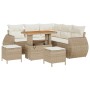 Conjunto de sofá de jardín 8 pcs Beige ratán sintético