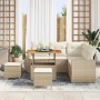 Conjunto de sofá de jardín 8 pcs Beige ratán sintético