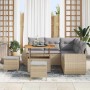 Conjunto de sofá de jardín 8 pcs Beige ratán sintético