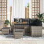 Conjunto de sofá de jardín 8 pcs Gris ratán sintético