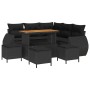 Conjunto de sofá de jardín 9 pcs Negro ratán sintético