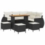 Conjunto de sofá de jardín 9 pcs Negro ratán sintético
