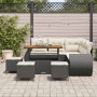 Conjunto de sofá de jardín 9 pcs Negro ratán sintético