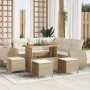 Conjunto de sofá de jardín 9 pcs Beige ratán sintético