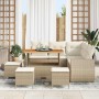 Conjunto de sofá de jardín 9 pcs Beige ratán sintético