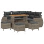 Conjunto de sofá de jardín 9 pcs Gris ratán sintético