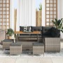 Conjunto de sofá de jardín 9 pcs Gris ratán sintético