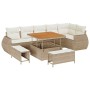 Conjunto de sofá de jardín 9 pcs Beige ratán sintético