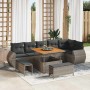 Conjunto de sofá de jardín 9 pcs Gris ratán sintético