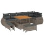 Conjunto de sofá de jardín 9 pcs Gris ratán sintético
