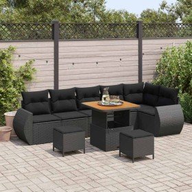 Conjunto de sofá de jardín 9 pcs Negro ratán sintético Conjunto de sofá de jardín 9 pcs Negro ratán sintético