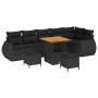 Conjunto de sofá de jardín 9 pcs Negro ratán sintético