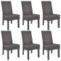 Sillas de comedor 6 unidades ratán Kubu y madera mango marrón