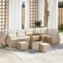 Conjunto de sofá de jardín 9 pcs Beige ratán sintético